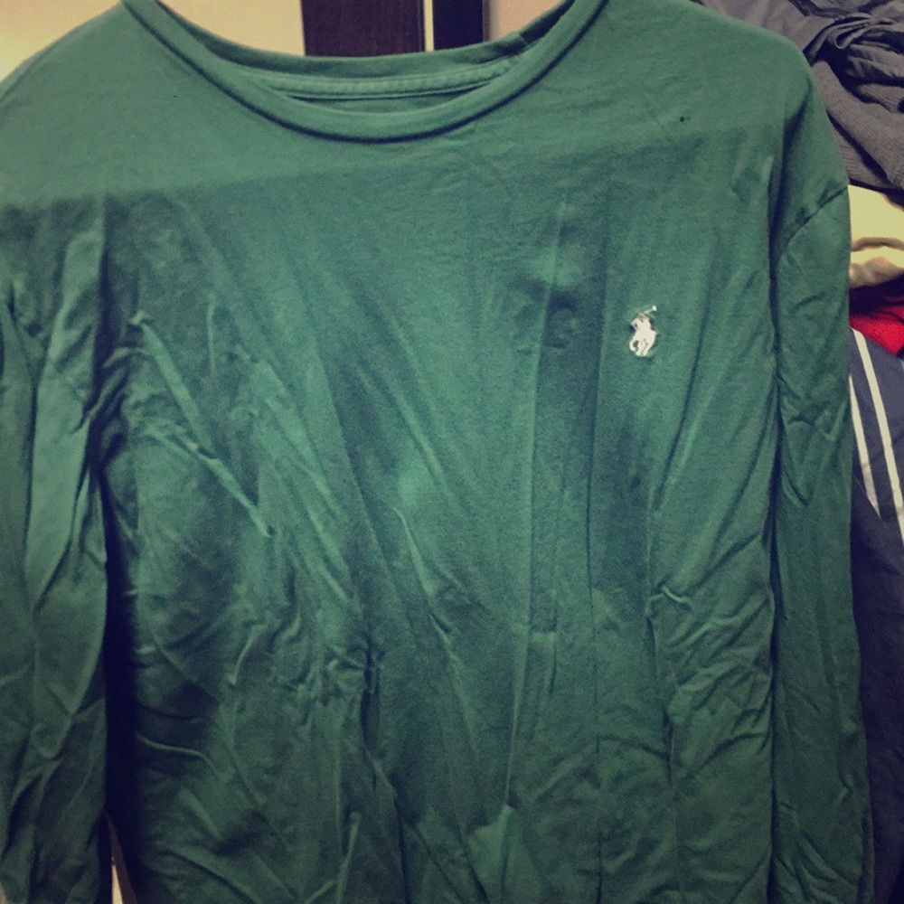 Long sleeve green polo